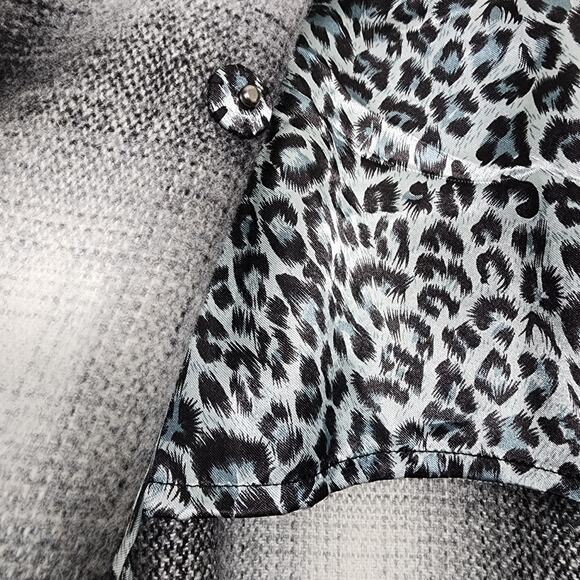 Tasha Polizzi Fringe Wrap Coat Western Ranch Plaid Wool Elbow Patches Size Small - Picture 8 of 11